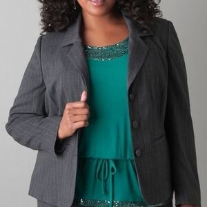 Lane Bryant Gray Women's Pinstripe Blazer  Size 28